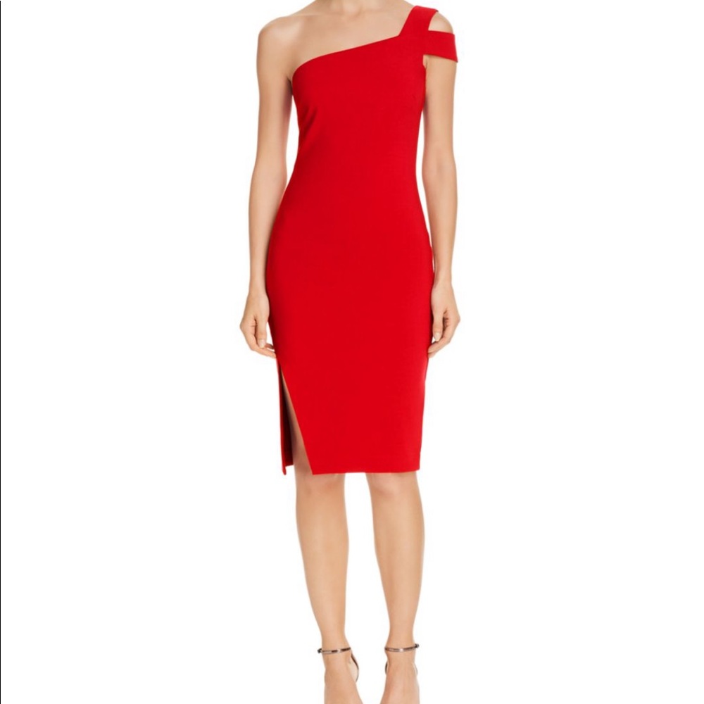 Likely Red One-Shoulder Sheath Dress